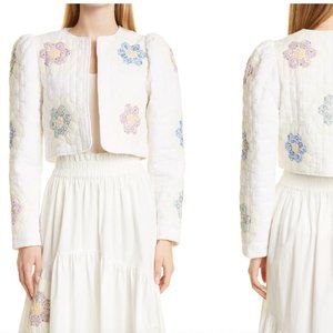 Violette Collarless Quilted Crop Jacket